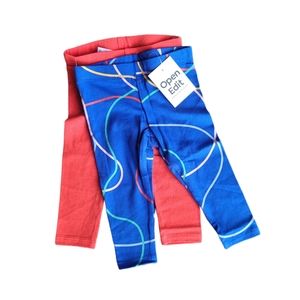 OPEN EDIT 2 Pack Solid/Printed Doodle Lines Pull On Legging